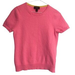 Charter Club Luxury 100% Cashmere Pink Short Sleeve Sweater Size L